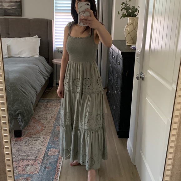 Zara Dresses & Skirts - Zara Smocked Openwork Embroidered Tiered Dress